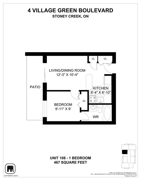 A floor plan for a 4 Village Green Boulevard apartment.
